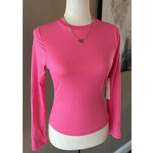 Pink double layered everyday basic soft long sleeve top